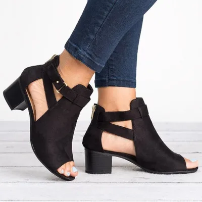 

JT005 sexy dress sandals korean black low heel women shoes, Black, brown, gray