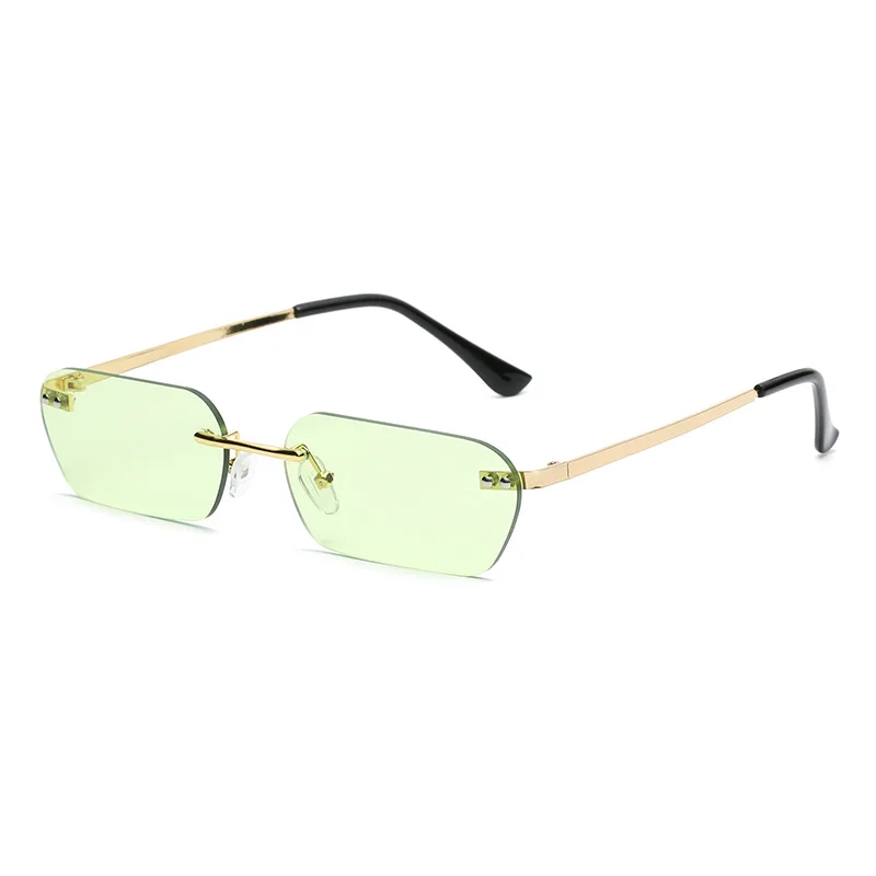 

2021 New Arrival Trendy Small Rectangular rimless Men Women Sunglasses 9090