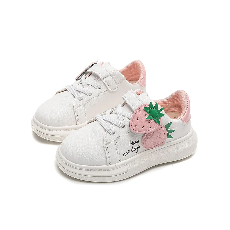 

Spring and autumn small white shoes strawberry casual children's skate shoes, Red/pink