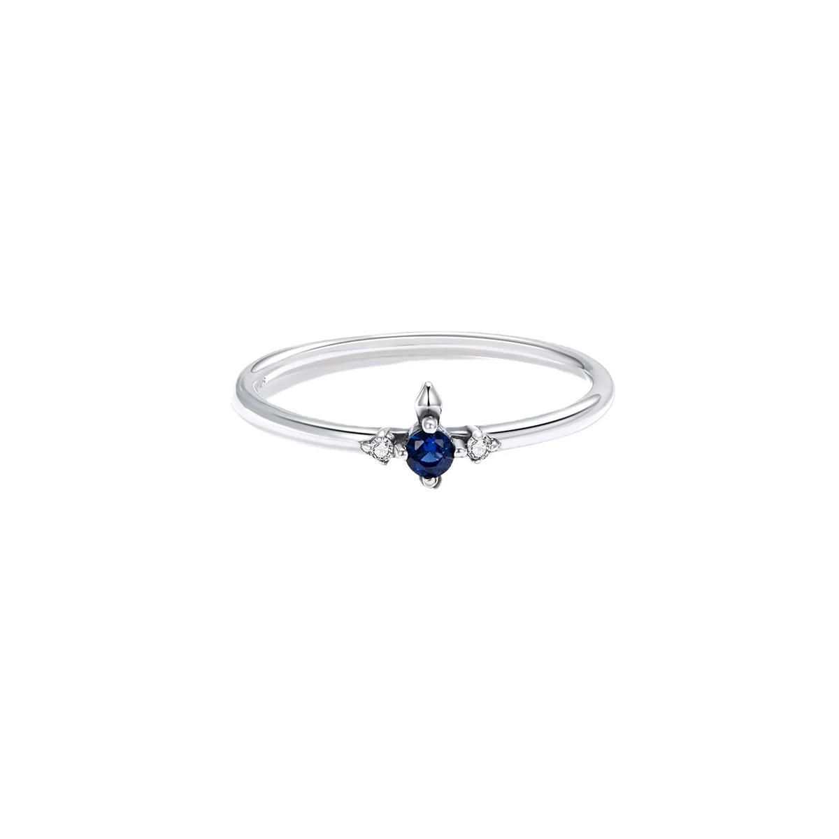 

New Type Blue Zircon Stone 925 Sterling Silver Jewelry Simple Cross Rings