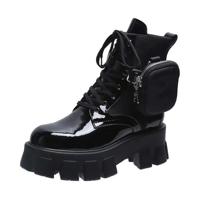 

Summer thin Martin boots waterproof platform women's thick-soled breathable short boots British fan car pocket wallet boots shoe