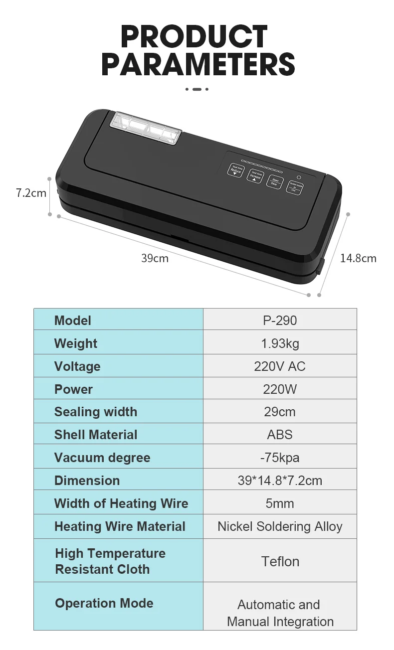 ShineYe Sous Vide P290 Automatic Wet&Dry Food Home and Commercial Vacuum  Sealer Packaging Machine Flat Bag Vacuum Sealer Packaging Machine 110v 
