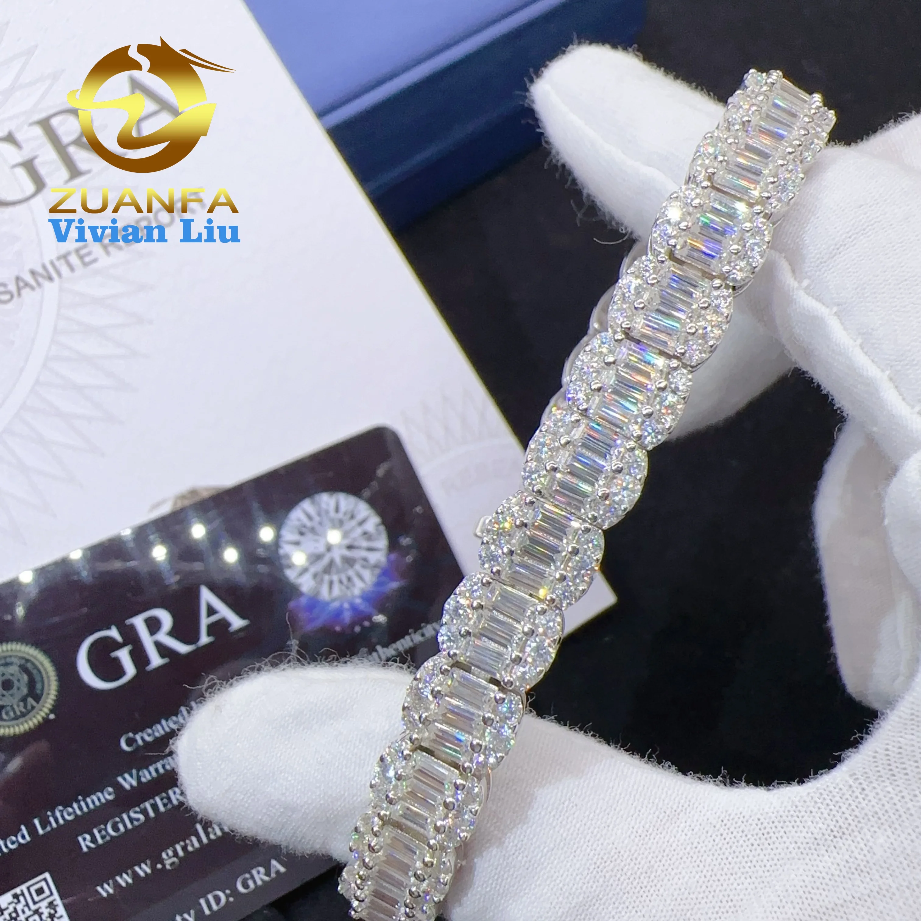 

New design sterling silver 925 vvs moissanite fine jewelry tennis chain bracelet for men or women