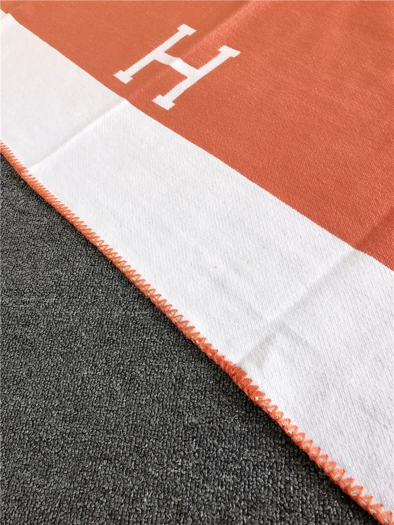 Classic H Letter Pure Wool Woolen Turkish Cashmere Throw Blanket Buy