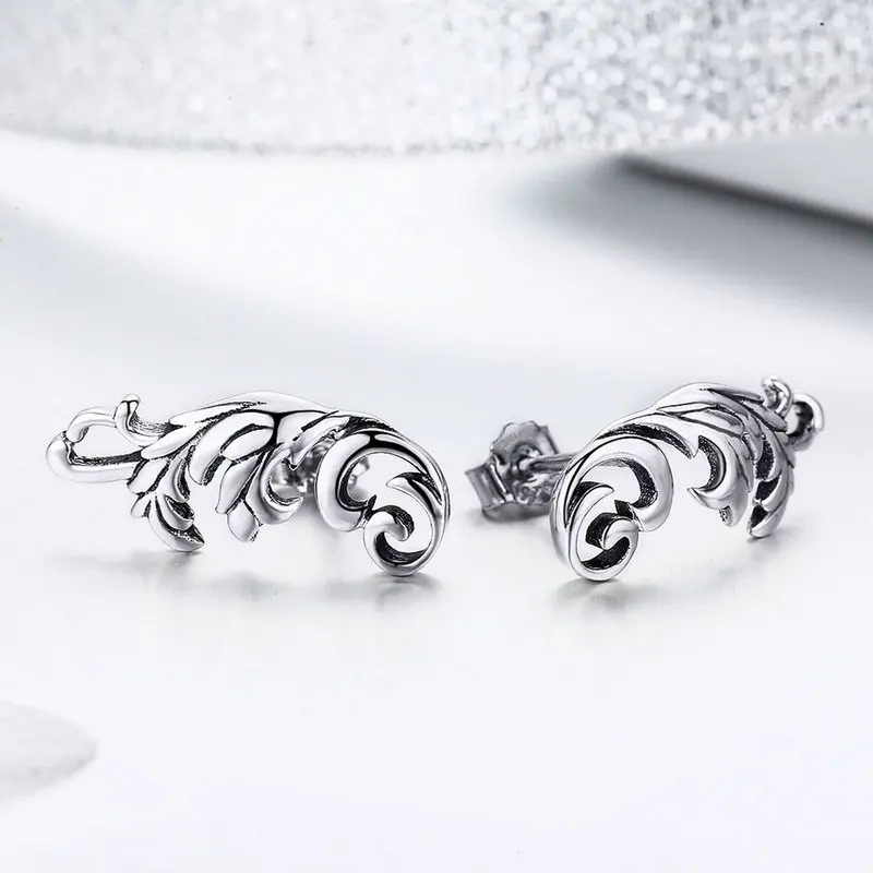 

Fine Trendy Twisted Line Retro Statement Stud Earrings 925 Sterling Silver