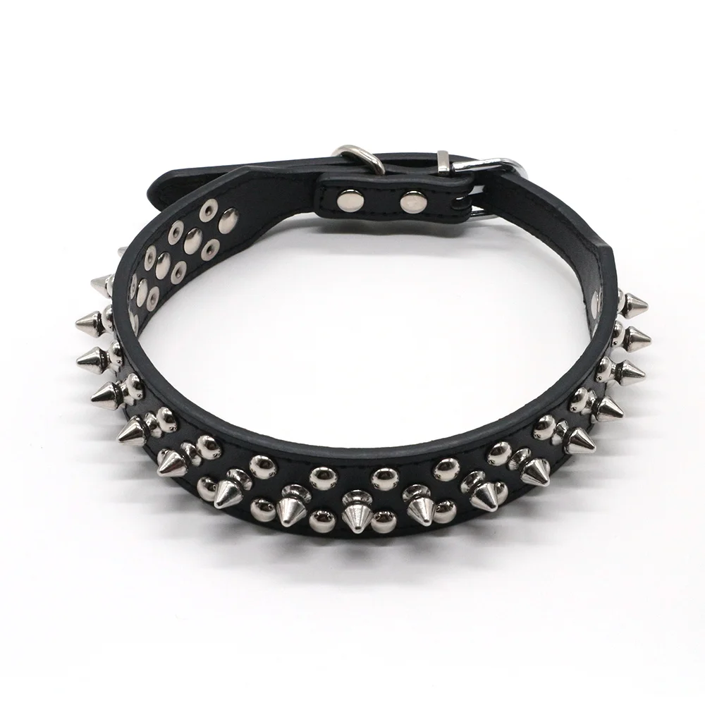 

BELT CROWN Spiked Dog Collar Protect The Neck From Bites Pet Collar Pu Leather Pet Collars
