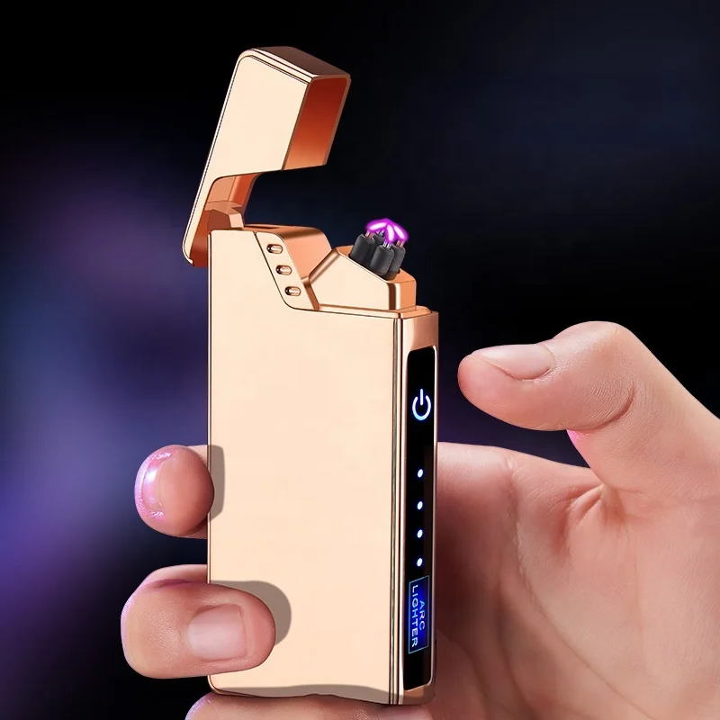 

Finger Touch Switch Electronic Lighter LED Windproof Rechargeable USB Double Arc Lighter Cigarette
