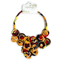 

Fashion customized women stylish necklaces African 100% cotton wax print fabric necklace