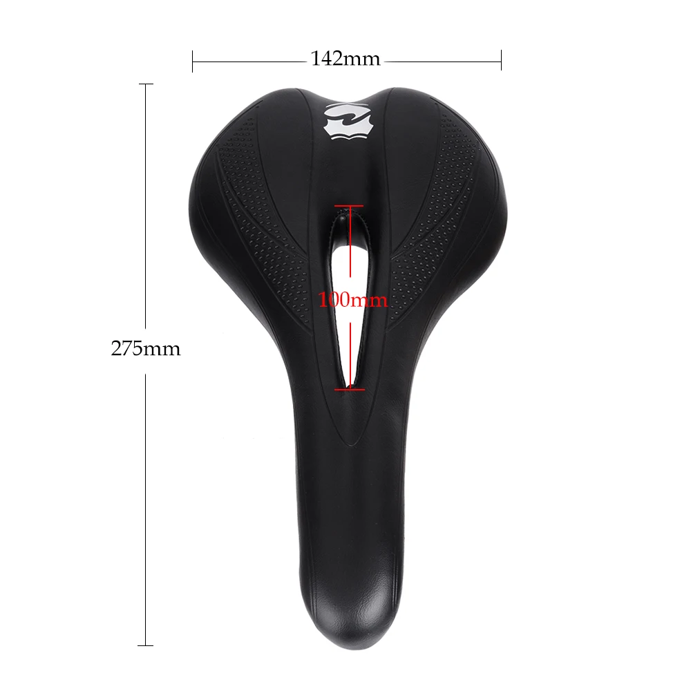 

ZTTO Soft MTB Road Bike Seat Pain-Relief Thicken PU Leather Comfortable Bicycle Saddle Bicycle Parts, Black, black and red mixed