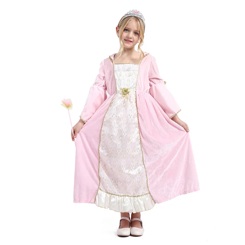 

2021 Halloween cosplay girl children's clothing new pink princess dress children's clothing skirt western style suit dress, Purple