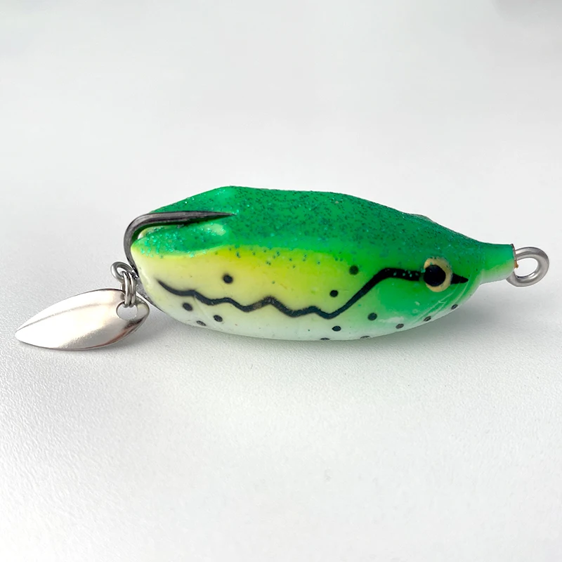

KY MiNI Frog Single Hook With Spinner Soft Baits Fishing Bait Fishing Artificial Fishing Lures Frog Soft Lures, 5 colors