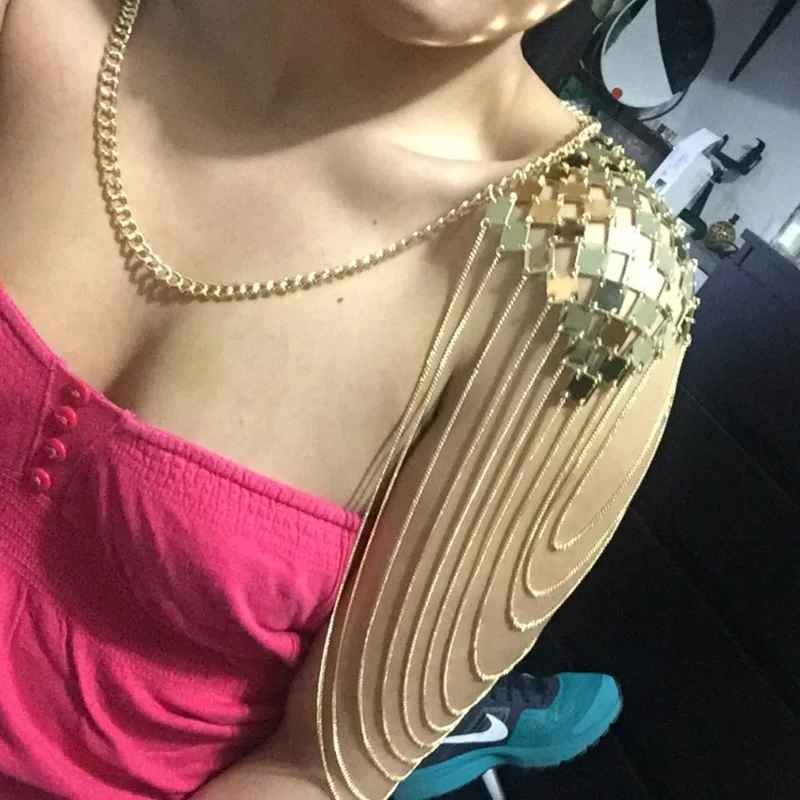 

Classic Unique Body Chain Collar Shoulder Long Necklaces Bohemian Sexy Statement Fashion Tassel Pendants Shawl Body Jewelry, Gold,silver