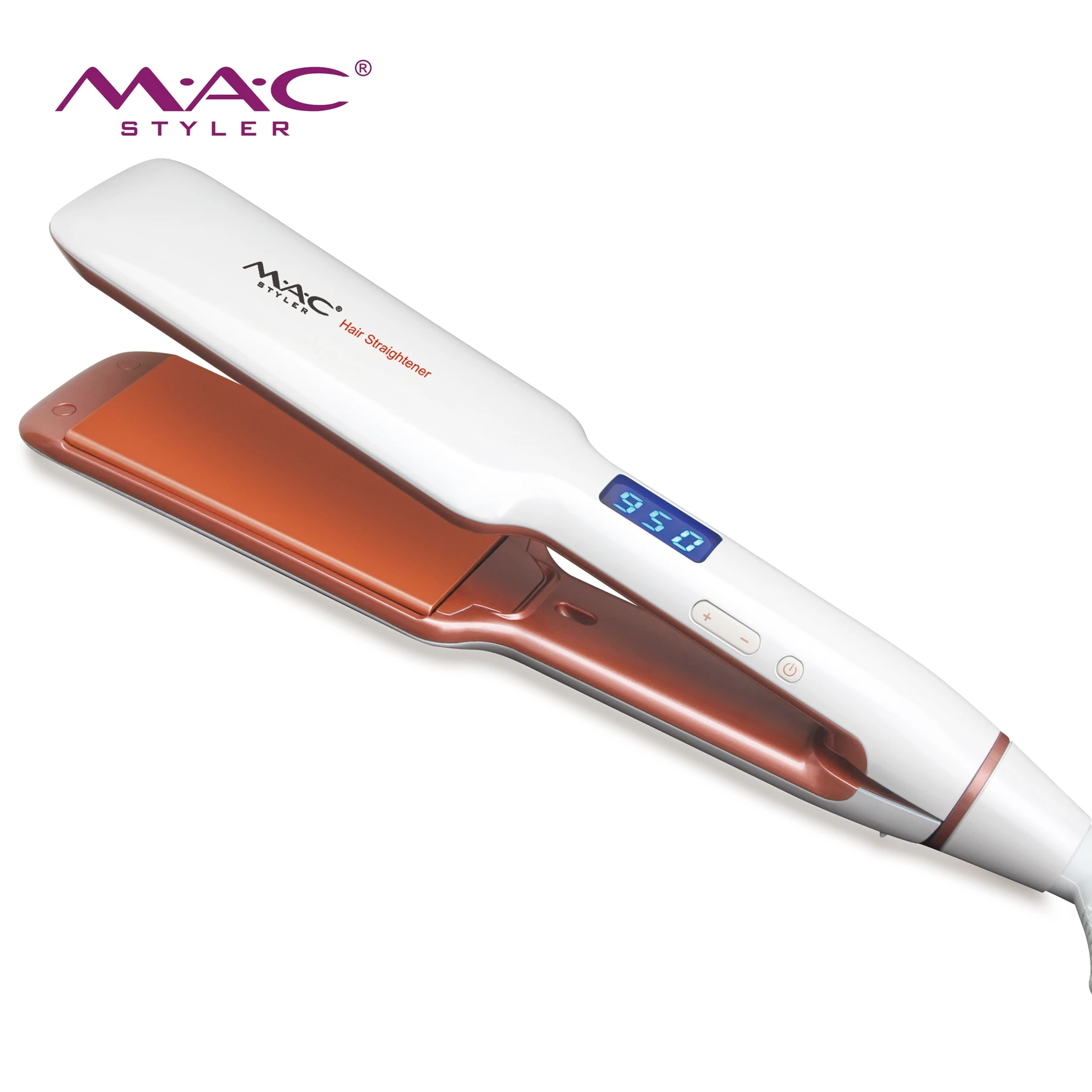 

The most favorable low price high quality titanium plate high temperature resistant wide version hair straightener, White