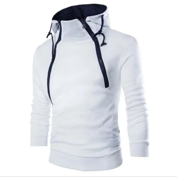

Newest High quality zipper sportswear pure color hoody hoodies with double pockets mens gym sweatshirts, Customized color