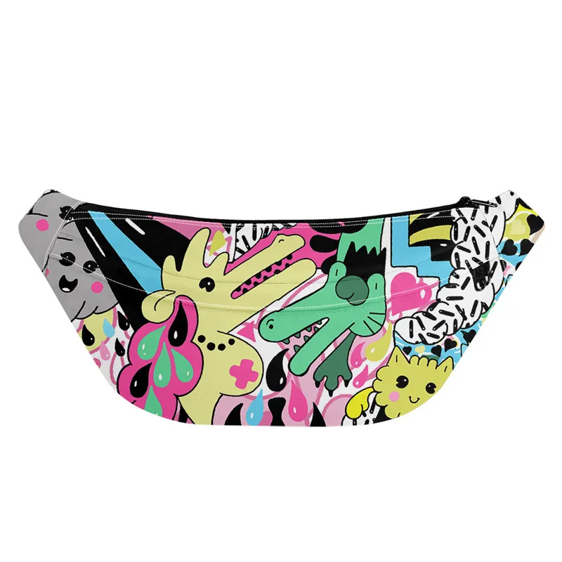 

Graffiti Print Ultralight Outdoor Waist Bag Side Pocket Fanny Packs Bag On Your Waist Custom