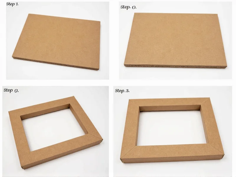 Step-by-step cardboard picture frame assembly process