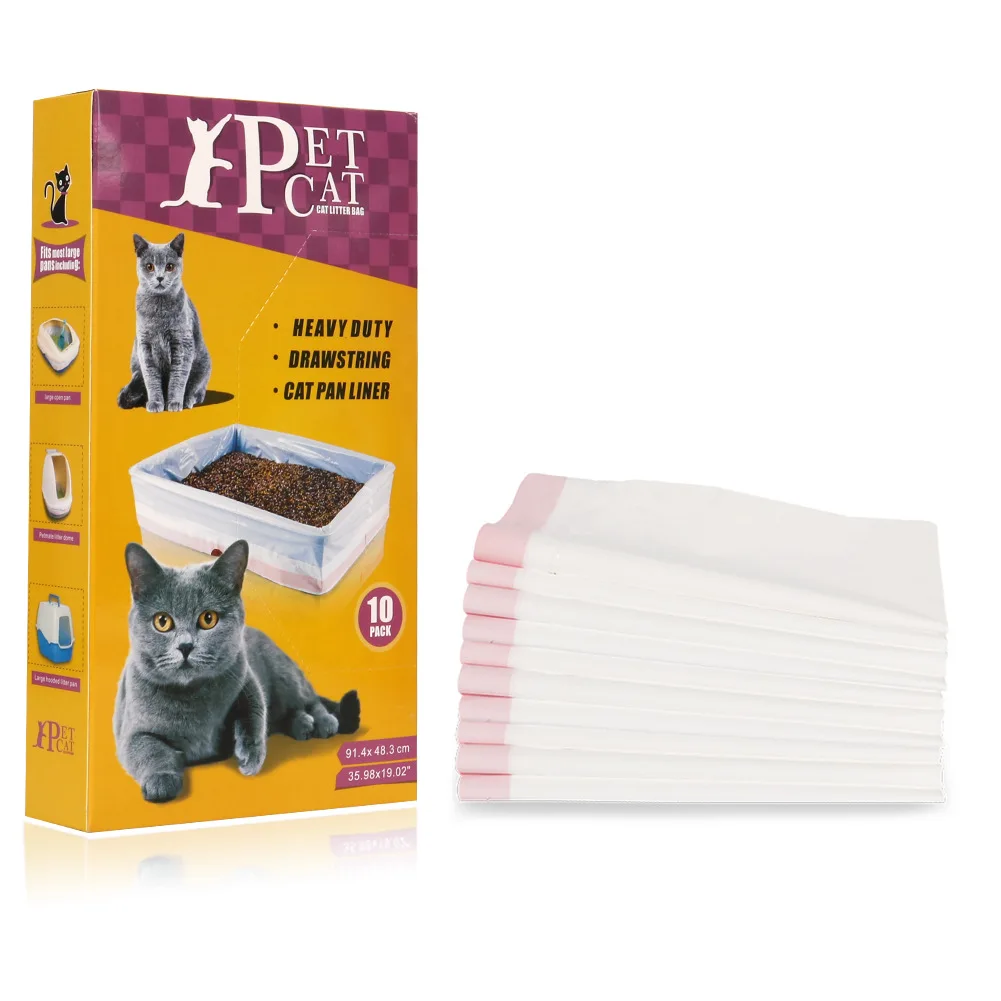 

Hot sale 0.05mm thick cat Pan liner with drawstring poop bags Specialized Cat litter box liner, Green