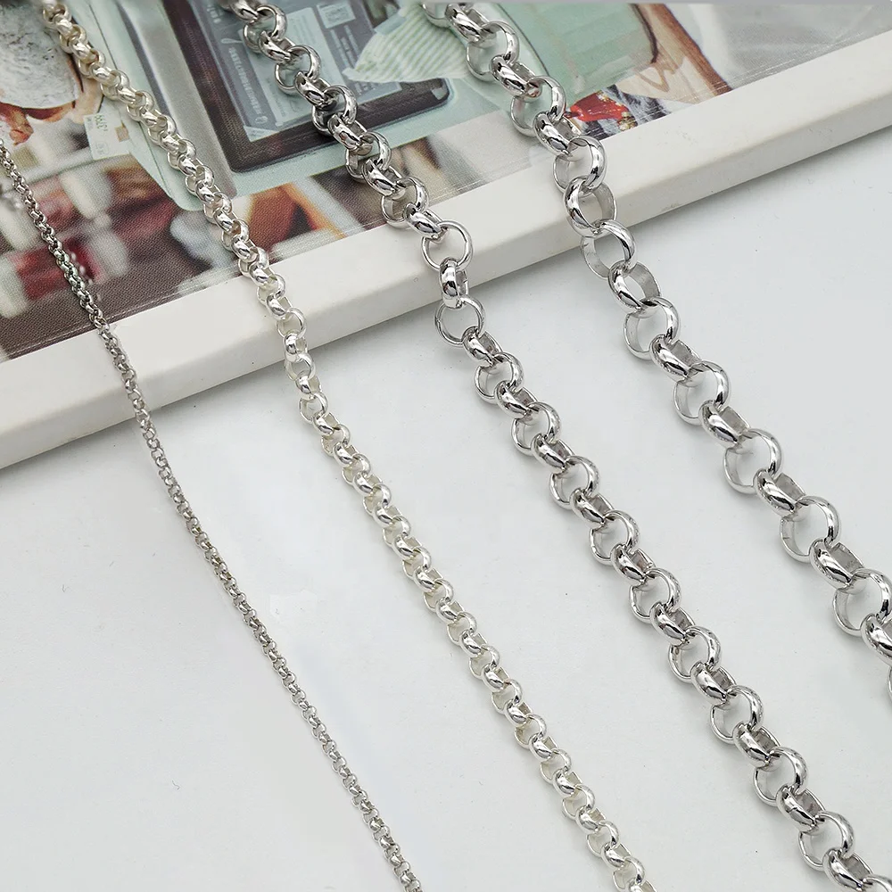 

1.3mm 3mm 5mm 6mm Rolo Belcher Chain Cadena De Plata Silver Chain Thick Chains for Jewelry Making