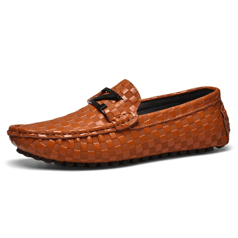 

men's casual shoes New Style Men driving shoes Loafers Casual Leather Shoes, Black/orange/blue
