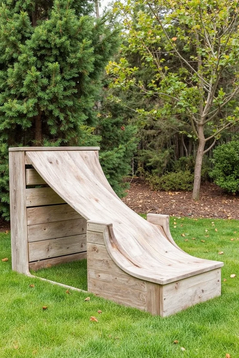 Mini agility course built inside a side yard with weave poles and jumping bars
