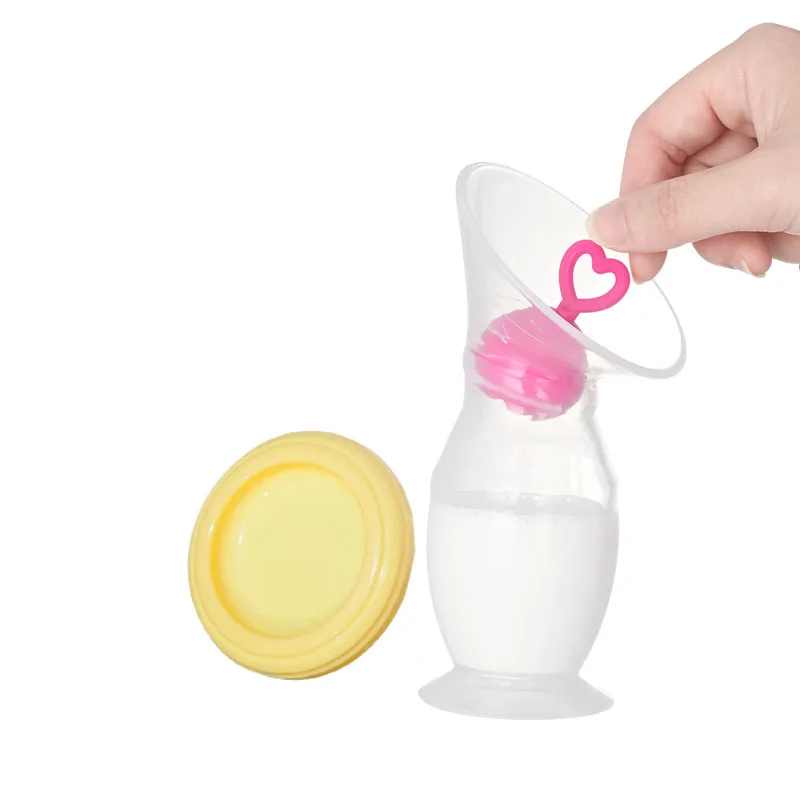 

BPA free silicone manual breast pump with suction base breast milk collector pump