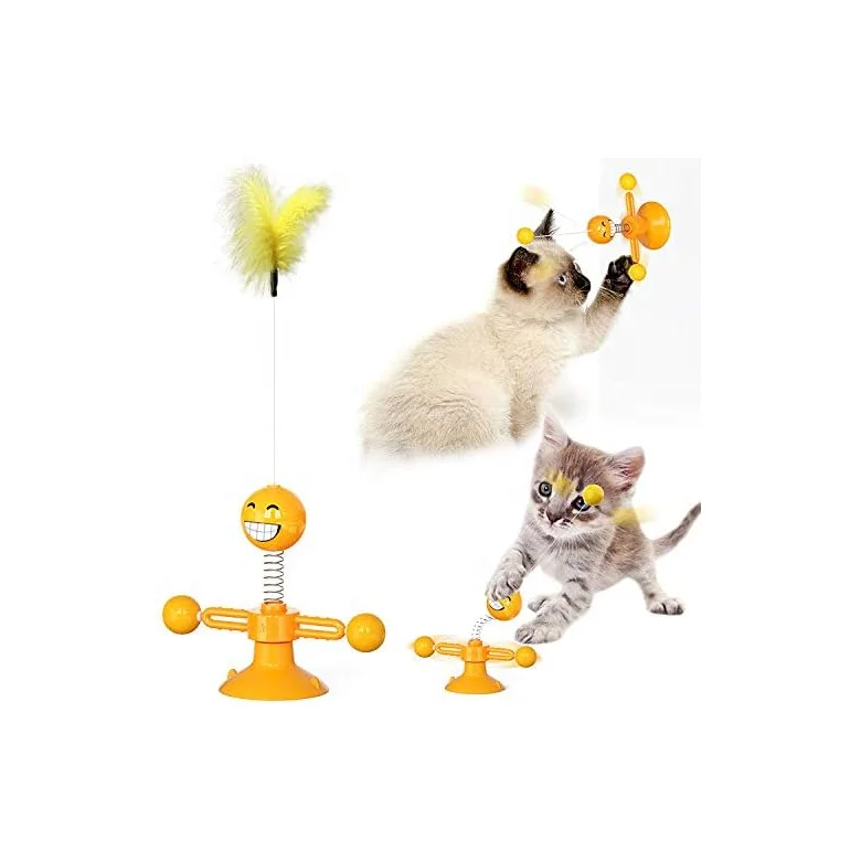 

Cat ABS+TPR Toy Ball Windmill Feather Tease Cat Stick Cat Multifunctional Toys