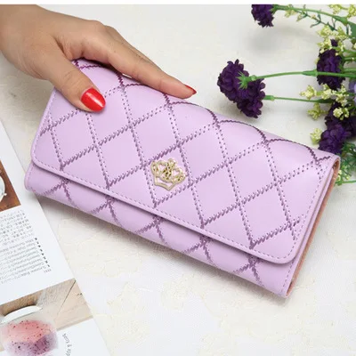 

2019 fashion crown decor female wallets leather woman lady purse wallet, Blue, pink, black,sky blue, purple,golden, hot pink