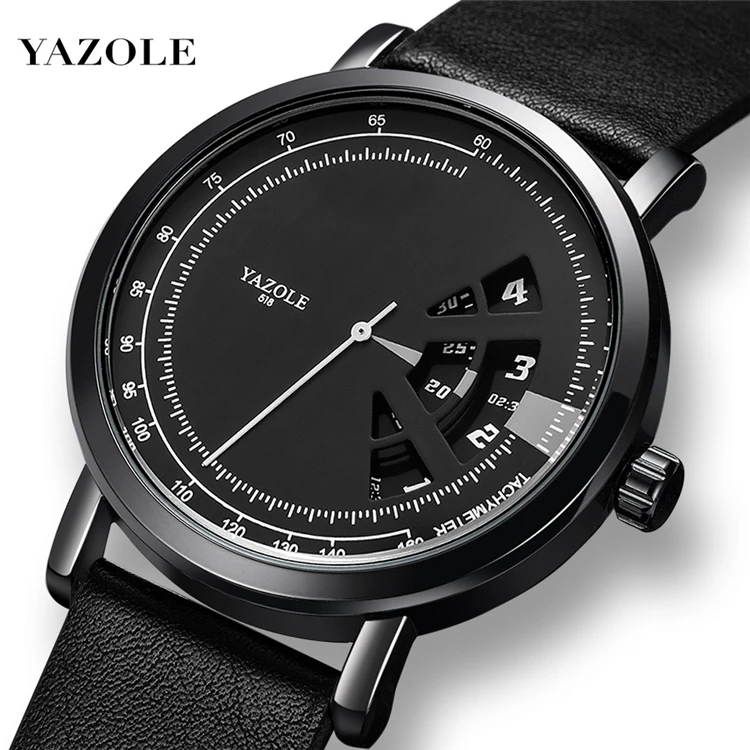 

YAZOLE 518 Hot sale relojes men wrist watches 2020 watch custom leather strap sport watch