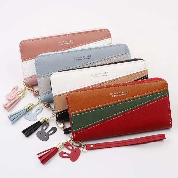 

Korean stitching matte long tassel phone case purse clip wallets dollar zipper money cheap purse wallets branded for women, Customized