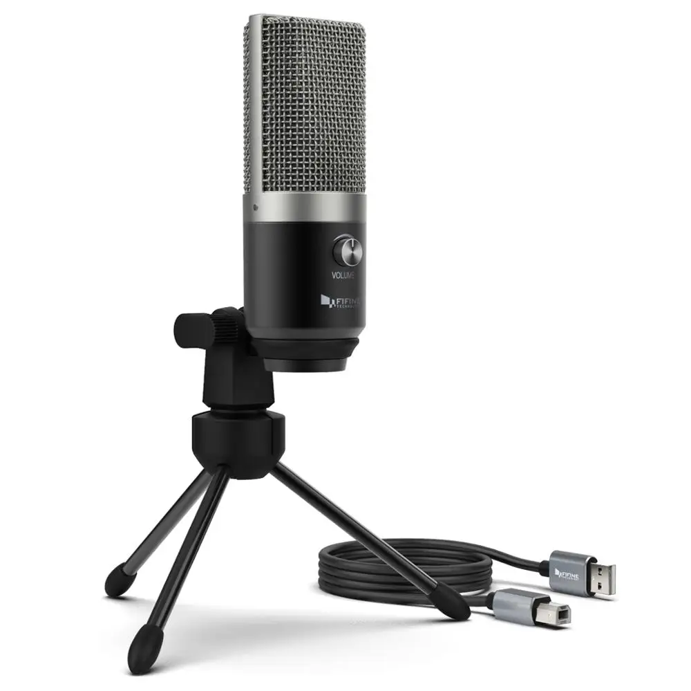 

Fifine Wholesale Condenser USB Microphone Plug and Play Studio Microphones For Computer Streaming Broadcast Recording Gaming