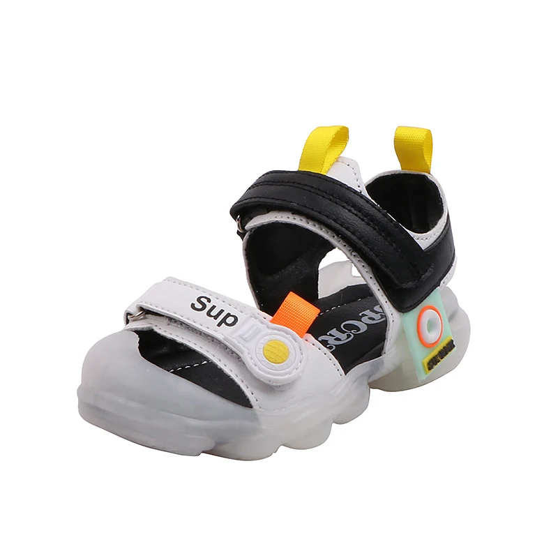 

New arrival LED summer kids children sandals for boys and girls, White/pink