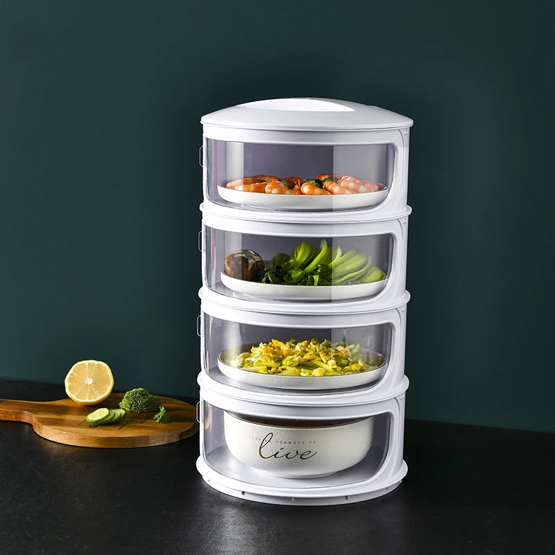 

Kitchen dining food cover dust food storage box container thick plastic stackable insulation dish cover, Transparent