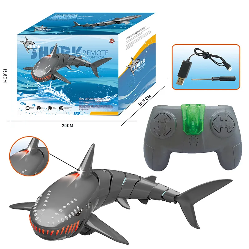 

Mini RC Shark RC Boat Toy Simulation Animal Swimming Pool Fish Underwater Toy Remote Control Toys for Kids Xmas Gift