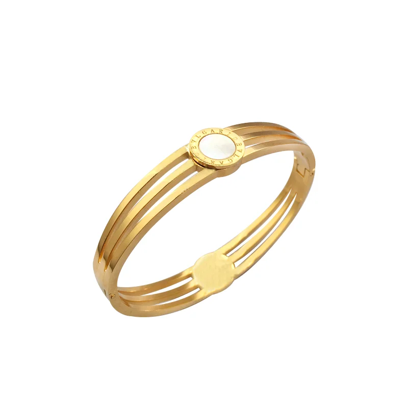 

Best Selling Stainless Steel Adjustable Jewelry Vintage Roman Numerals Round Shell 18k Gold Ladies Hollow Design Bracelets