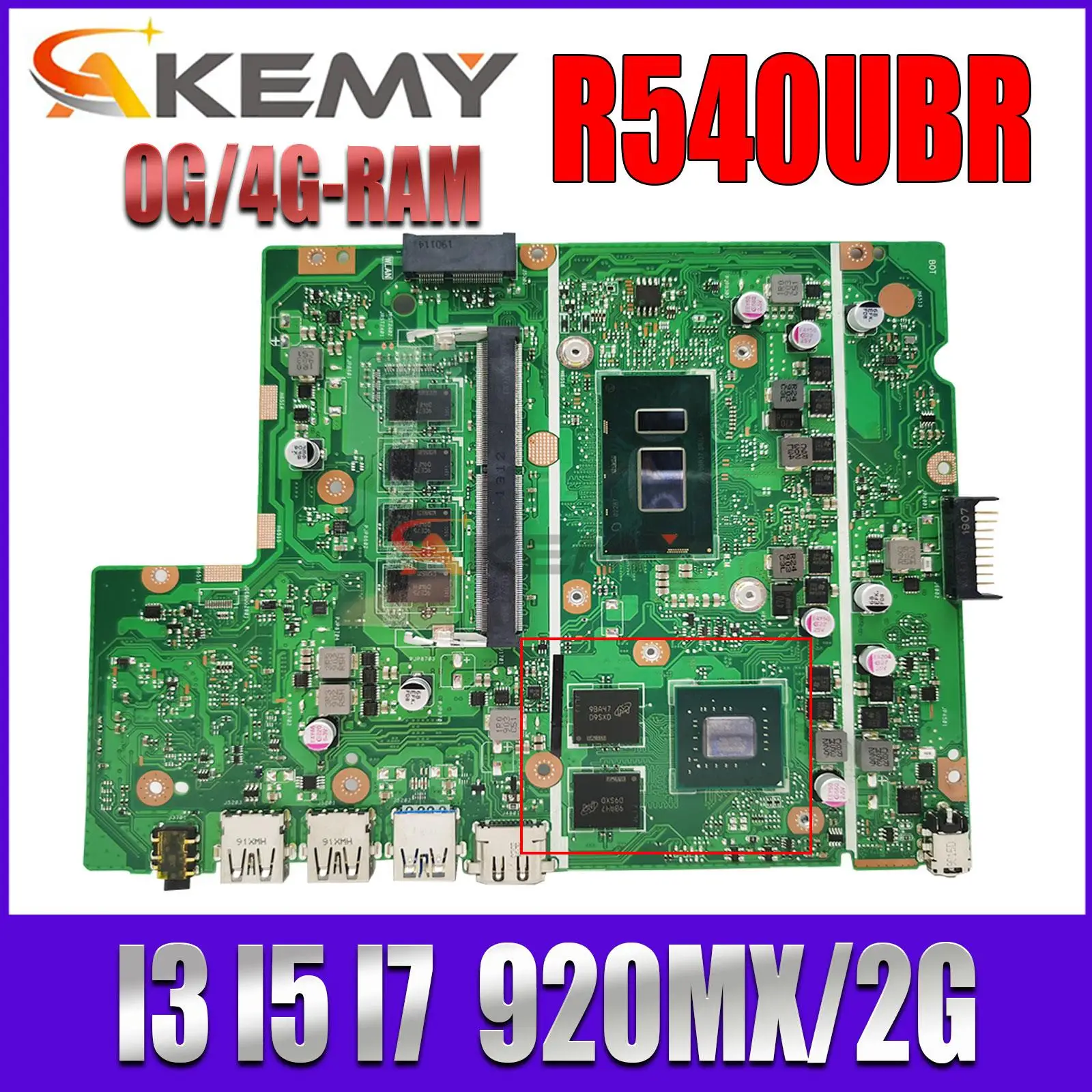 

Mainboard R540UB P540UB F540UB A540UB K540UB X540UB X540UBR Laptop Motherboard I3 I5 I7 6th/7th/8th Gen 0GB/4GB-RAM 920MX