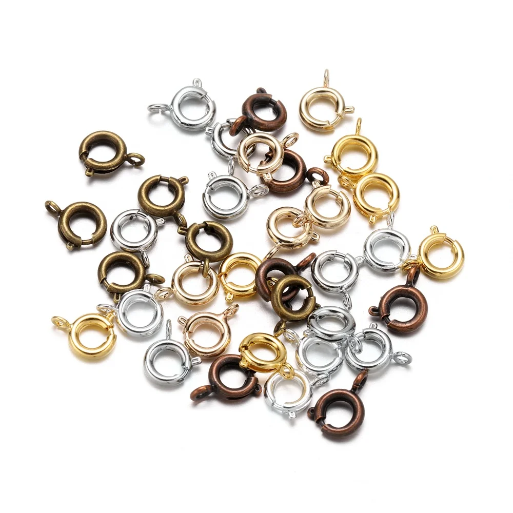 

30pcs/lot Gold Silver Spring Ring Clasp With Open Jump Ring jewelry Clasp For Chain Necklace Bracelet Connectors Jewelry Making, As picture