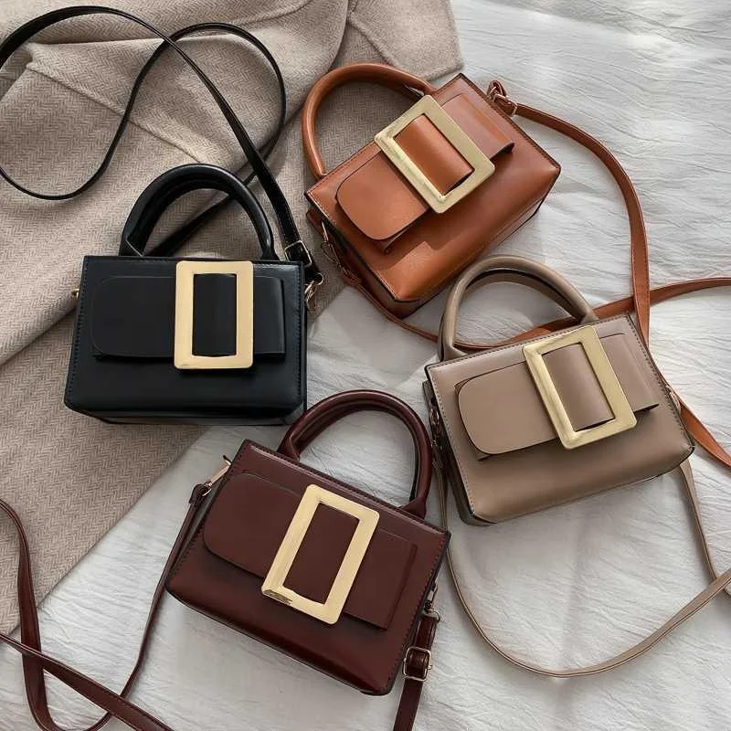 

Wholesale winter Square buckle Retro pu leather sling shoulder bags women leather handbags