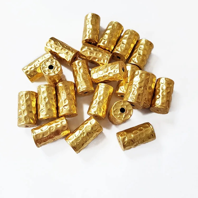 

JS1349 Gold plated hammered tube spacer beads for jewelry making