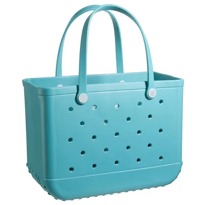

Candy color ladies EVA handbag storage bag beach bag, Blue /light blue/dark blue