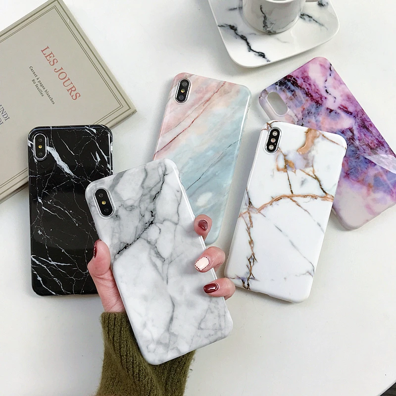 

marble Phone Case For iPhone X XS Max XR Soft TPU IMD Case For iPhone 11 pro max Marble Glitter Cover Coque