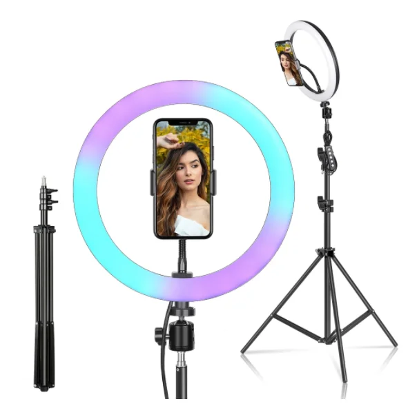 

12inch RGB Led Ring Light with Tripod Colorful 30cm Photographic Selfie Lighting for Youtube Live with Remote Control