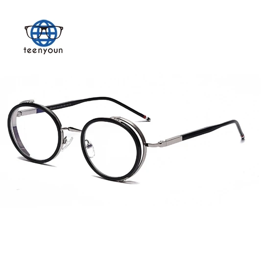 

Teenyoun Fashion Myopia Glasses Frames Vintage Round For Computer Male Female Optical Metal Mens Blue Light