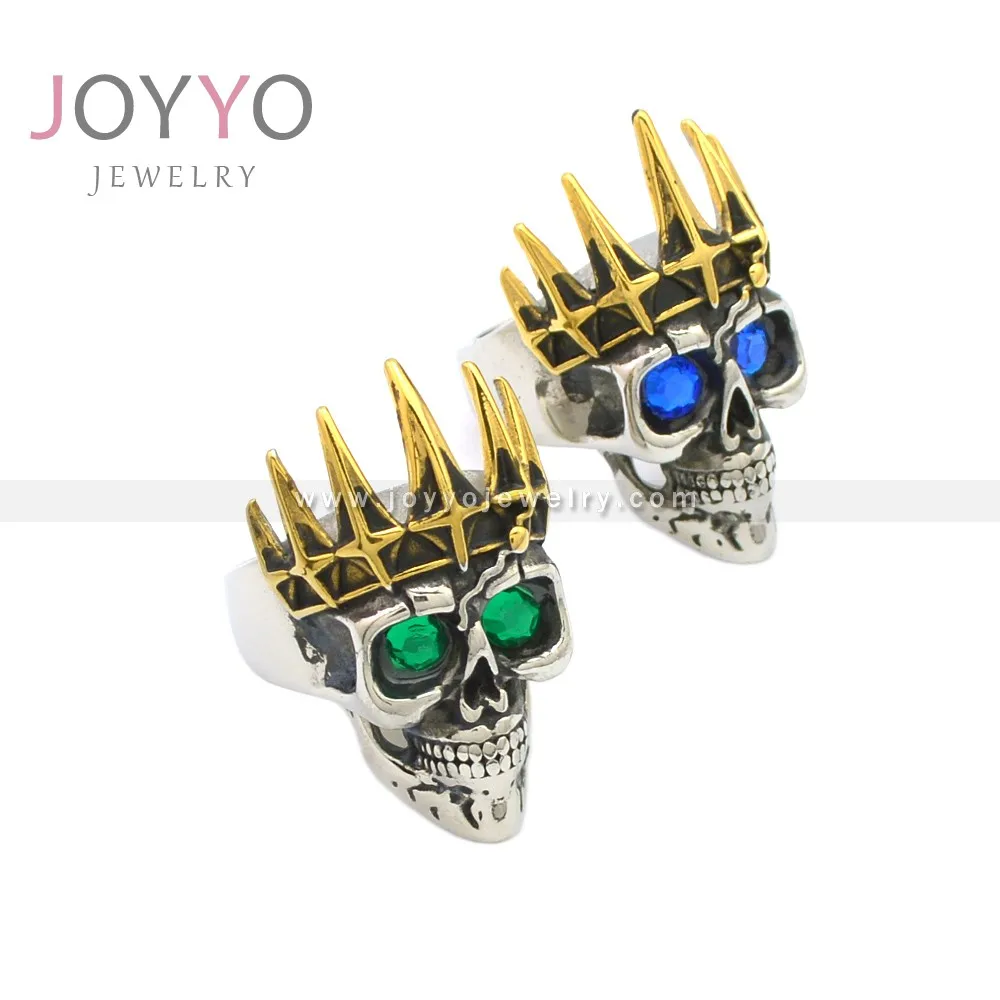 

Best quality stainless steel Stone eyes king skull ring mens skull ring