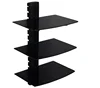 Universal glass panel floating bracket DVD AV component wall mount shelf with cable management system