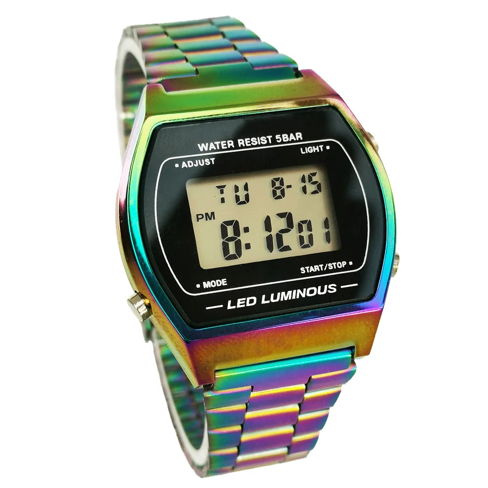 

Electronic Digital Watch Rainbow color Fashion steel Tornasol Litmus Watch
