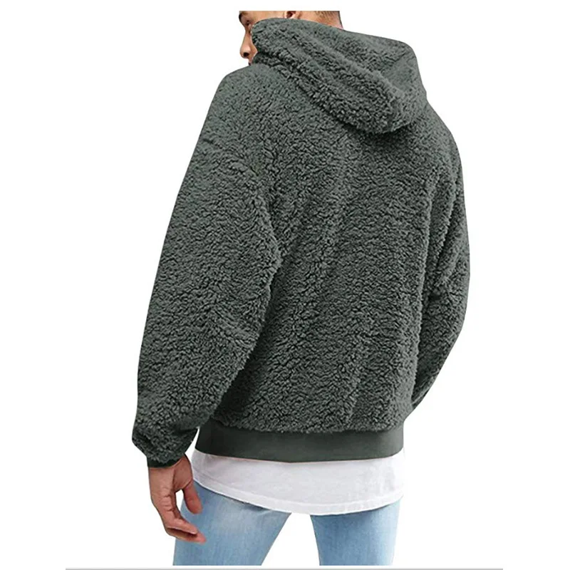 

wholesale Autumn Winter Men's clothing Pullover Drop Shoulder Sherpa Hoodie Fashion Warm Turtleneck Hoodie, Multi colors