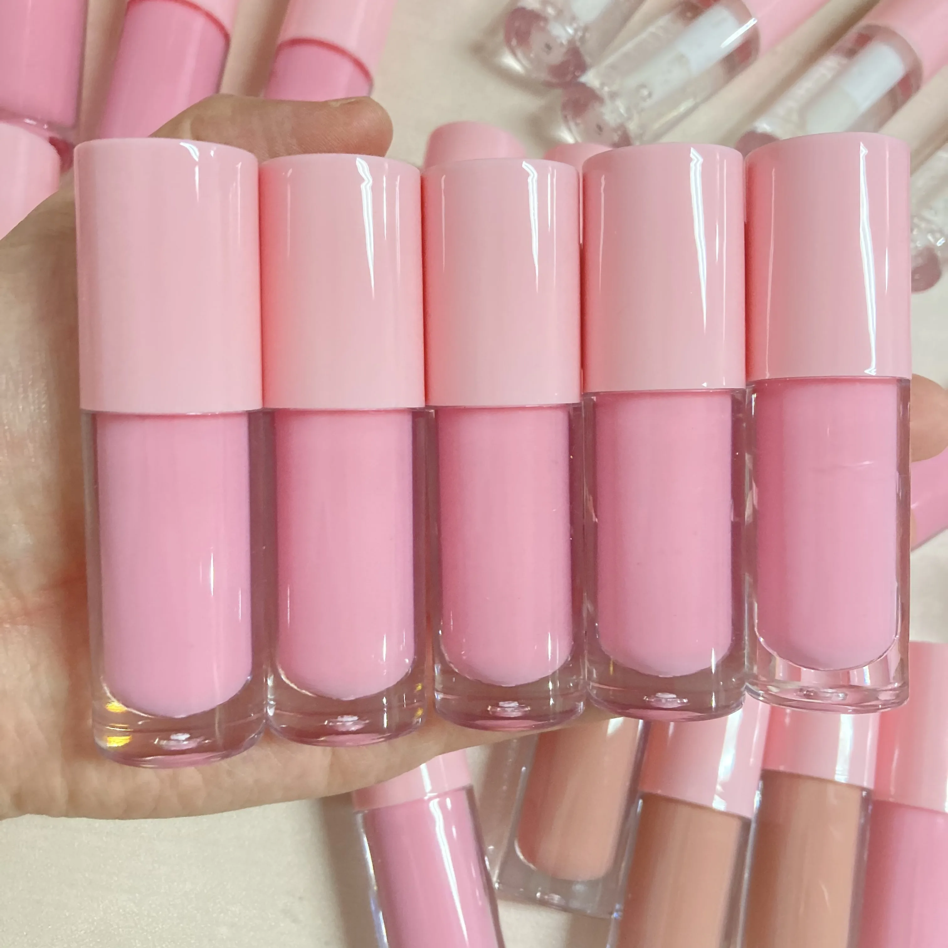 

Popular makeup wholesale vegan nude pink private label shea butter lip gloss