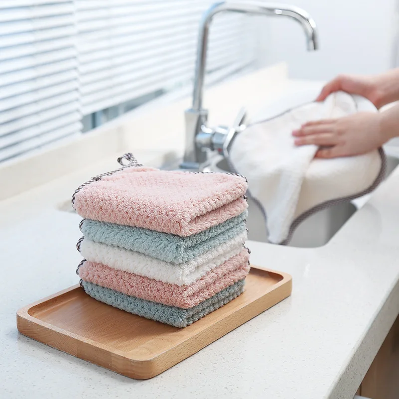 

High Quality Dish Cloth Coral Fleece Dish Cloth Absorbent Kitchen Cleaning Cloth