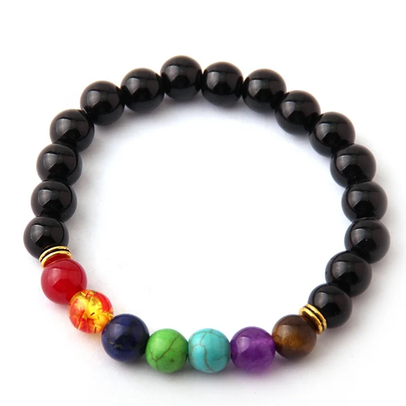 

8MM Natural Healing Balance Beads Bracelet Yoga Valconic Healing Energy Lava Stone 7 Chakra Diffuser Bracelet