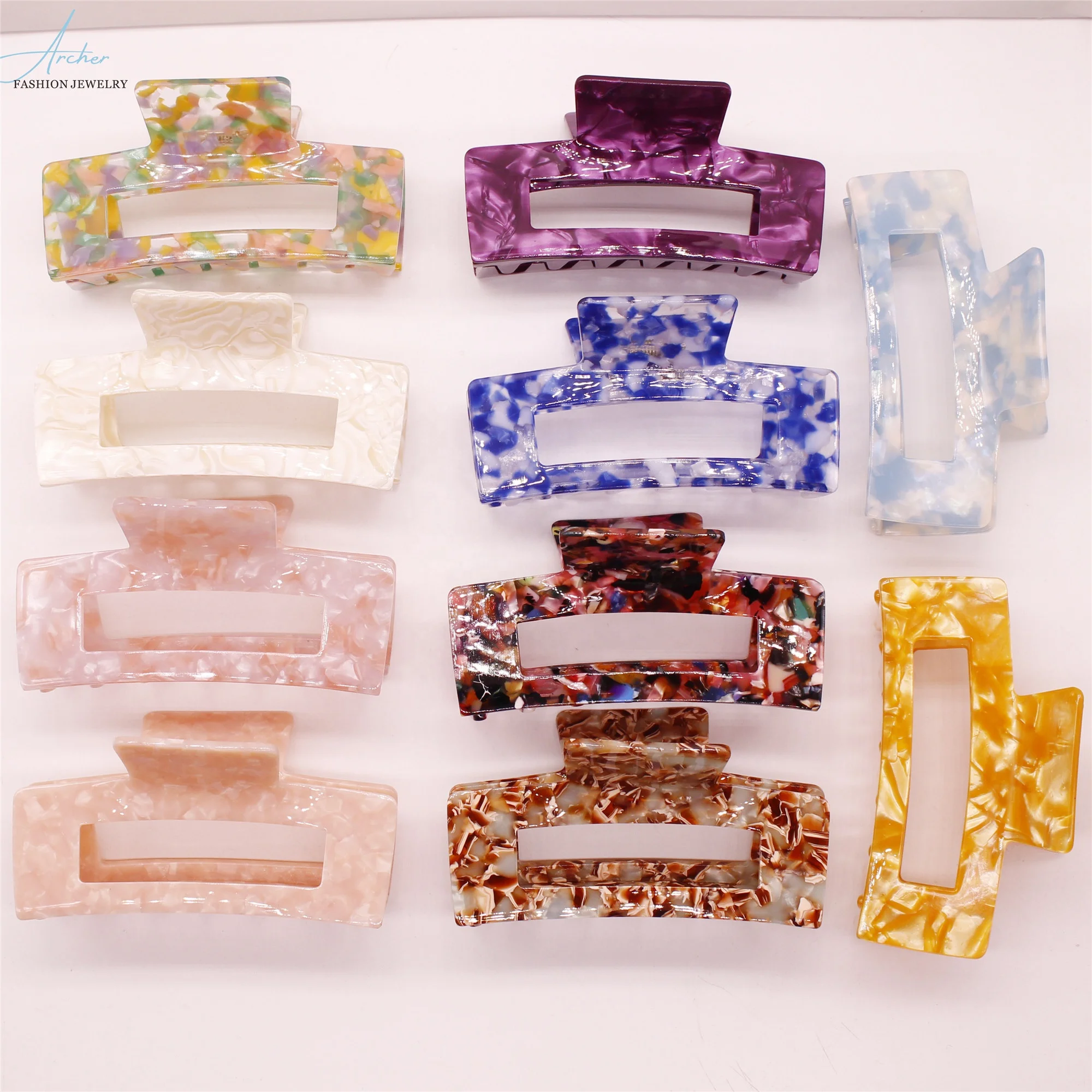 

4.1 Inch French Design Square Large Acetate Hair Claw Clip Tortoise Strong Hold Hair Jaw Clips Accessories for Thick Hair